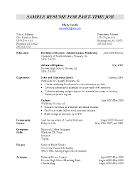 Sample resumes for teacher with no experience easy resume. Sample Resume For Part Time Jobs Pdfsimpli
