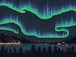 Khaled Pixel Art Of The Northern Lights Aurora Borealis Pixel Art Landscape Cool Pixel Art Pixel Art Background