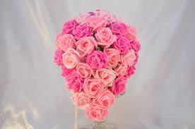 How to make easy bridal bouquet | fresh flower light pink roses and white gypsophila. Brides Artificial Fuchsia Light Pink Baby Pink Rose Teardrop Wedding Bouquets By Design