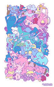 Cute Pokemon Pink And Blue Mew Clefairy Horsey Chansey Jigglypuff Slowpoke Oddish Dratini Suicune K Cute Pokemon Wallpaper Pokemon Pink Pokemon Backgrounds
