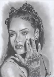 Graphite pencil drawing of Rhianna