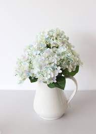 Pastel Blue Lavender Hydrangea Bush Shop Fake Flowers Afloral Com Hydrangea Arrangements Faux Hydrangea Hydrangea Wedding Decor