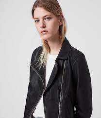 Allsaints Us Womens Vela Leather Biker Jacket Black Leather Jacket Womens Biker Jacket Leather Jackets Women