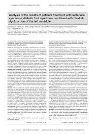 Maybe you would like to learn more about one of these? Pdf Analysis Of The Results Of Patients Treatment With Metabolic Syndrome Diabetic Foot Syndrome Combined With Diastolic Dysfunction Of The Left Ventricle