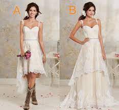 Check spelling or type a new query. Two Styles Lace Country Wedding Dresses High Low Short Bridal Dresses And Floor Length Multi Layers Garden Bo Vintage Hochzeit Kleider Braut Brautkleid Gunstig