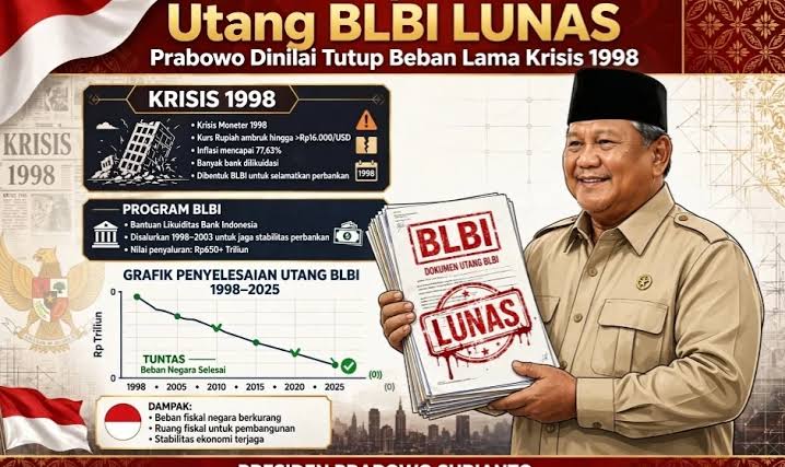 Utang BLBI Lunas, Prabowo Dinilai Tutup Beban Lama Krisis 1998