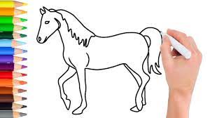 Attach the head with the body with help of 2 curved lines one on the upper side and from below, it will form the neck. How To Draw Horse Step By Step Learn To Draw A Horse Simple Step Drawing For Beginners Draw Easy Youtube
