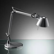 A table lamp with metal frame and white satin glass diffuser. Artemide Tolomeo Micro Desk Lamp Darklight Design Lighting Design Supply