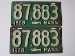 1928 Pair Massachusetts Cod Fish License Plate Pair 87883 License Plate Plates Novelty Sign