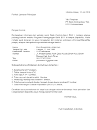 Contoh surat surat lamaran kerja. Surat Lamaran Bank Bca Contoh Surat Lamaran