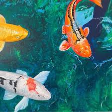 Koi ponds can be designed specifically to promote health and growth of the nishikigoi or japanese ornamental carp. Abstract Acrylic Painting Koi Pond Artezaar Com Art Gallery Dubai Artezaar Com Online Art Gallery