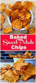 Crunchy Sweet Potato Chips Are Baked Low And Slow In The Oven And Make A Super Satisfying A Sweet Potato Chips Baked Sweet Potato Chips Oven Sweet Potato Chips