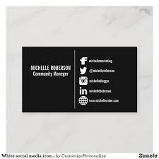 You can add them to your website and digital marketing materials. White Social Media Icons On W Black Background Business Card Zazzle Com Social Media Icons Minimalist Business Cards Modern Business Cards