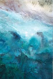 Ocean Beach Waves Aerial View Watercolour Granulation Textures Abstract Ocean Painting Watercolor Ocean Abstract Beach Painting