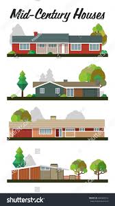 Vector Set Houses Midcentury Modern Design Stock Vector (Royalty Free)  684385216