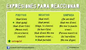 El Blog De Espanol Del Liceo Scientifico G Marconi Expresiones Para Reaccionar Expresiones En Espanol Expresiones Aprender Espanol