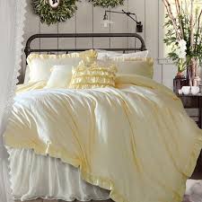 For a flawless finish, always choose matching cushions for the paired style. Luxurious Solid Yellow Embroidered Flower Romantic Simply Shabby Chic Ruffle Unique Adults Full Queen Size Bedding Sets Hipsterbedding Com