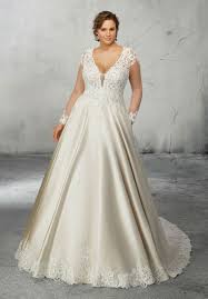 Plus Size Satin Ballgown With Long Sleeves Plus Size Bridal Dresses Wedding Dresses Plus Size Plus Size Wedding Gowns