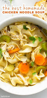 We use a whole chicken with egg noodles. Easy Homemade Chicken Noodle Soup Belly Full