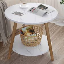 Bring a classic retro vibe into the bedroom with the. Round Side Table Simple End Table For Small Spaces Wood Look White Sofa Table Nightstand For Living Room Home Kitchen Tables 725parkave Com