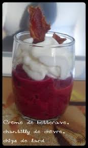 Creme De Betterave Chantilly Au Chevre Et Chips De Lard Fume Creme De Betterave Recette Apero Facile Lard Fume