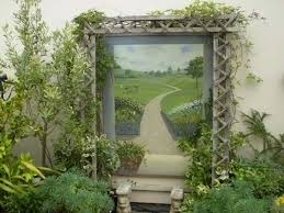 garden wall painting 2 op canvas voor lelijke muur achtertuin muurschildering achtertuin buiten