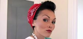 Put your hair in a bun and fold the bandana down into a strip. How To Style Put Your Hair In A Bandana Retro Pin Up Style Hairstyling Wonderhowto