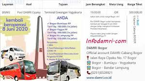 Check spelling or type a new query. Harga Tiket Damri Bogor Jogja Terbaru Saat New Normal Info Damri