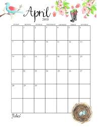 Floral Calendar Blank Template For April 2019 Calendar 2019 Printable Free Printable Calendar Monthly Calendar Printable