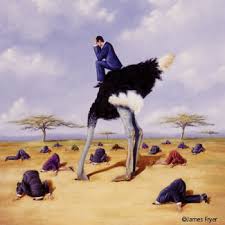 Image result for ostrich head in sand denying climate change