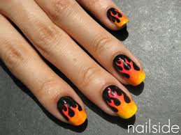Black And White Flames Nails Nailside Flame Job Fire Nails Flame Nail Art Nails Inspiration