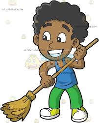 A Black Boy Sweeping The Floor Black Boys Sweep The Floor Cartoon People