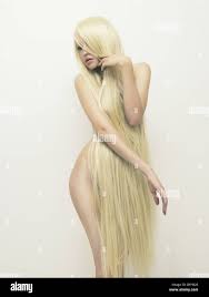 Photo of nude beautiful lady with magnificent long blond hair Stock Photo -  Alamy