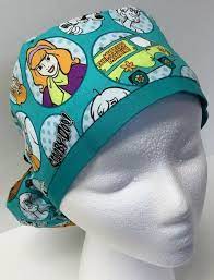 Scooby Doo Print Medical Ponytail Pouch Scrub Cap Surgery Or Hat Handmade With Images Scrub Caps Bouffant Scrub Caps Scrub Hats