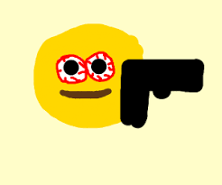 cursed emoji has a gun - Drawception