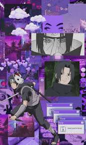 Purple aesthetic collage desktop wallpaper; Itachi Uchiha Wallpaper Aesthetic Anime Itachi Anime