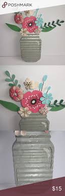 Hobby Lobby Metal Mason Jar Flowers Wall Decor Hobby Lobby Metal Floral Mason Jar Wall Decor Very Good Pre Ow Flower Wall Decor Mason Jar Flowers Flower Wall