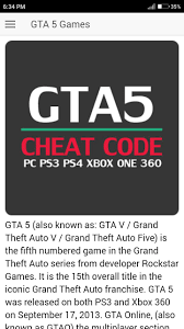 You will have all the features as in playstation 4 or xbox one. Cheat Code For Gta 5 Grand Theft Auto V Games Pour Android Telechargez L Apk