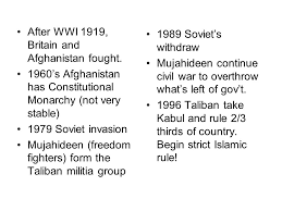 A fourth plane crashes in a field near the town of shanksville, pa., after passengers storm the cockpit. Afghanistan In Conflict Timeline Of Events After Wwi 1919 Britain And Afghanistan Fought 1960 S Afghanistan Has Constitutional Monarchy Not Very Ppt Download