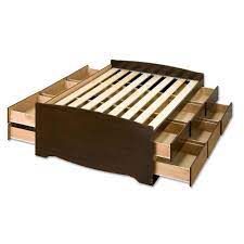 Usually in a queen size framing, these beds are made of the finest wood, with a firm attention to this bed also includes 12 drawers that provide a large storage area for different types of bedroom items. Prepac Tall Queen Captain S Platform Storage Bed In Espresso With 12 Drawers The Home Depot Canada