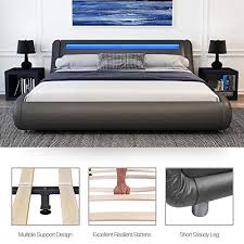 We have huge showroom that is located at 2050 sw 30th ave hallandale beach, fl 33009. Amolife Upholstered Queen Size Bed Frame With Adjustable Led Lights Headboard Deluxe Solid Modern Platform Bed With Slat Support Low Profile Curved Faux Leather Bed Frame Mattress Foundation Grey Pricepulse