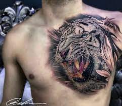Chest tattoos are increasing in popularity due to the sheer space one can work with. Artlegacytattoo On Twitter A Tiger Chest Piece Done By Our Very Own Sbztian Kzla Tattoo Art Miami Real Tiger Wynwood Ink