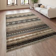 Kurzflor Teppich Ethno Muster Braun Beige Teppich Braun Kurzflor Teppiche Teppich Braun Beige