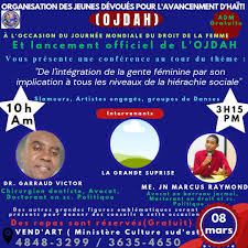 Jacmel : Lancement officiel de l'Organisation des Jeunes Dévoués pour  l'Avancement d'Haïti (OJDAH) L'Organisation des Jeunes Dévoués pour  l'Avancement d'Haïti (OJDAH)_ annonce son lancement officiel ce samedi 08  mars 2025, à l'occasion