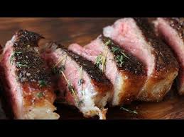 Ny Strip Steak With Garlic Thyme Butter Cooked In Cast Iron Skillet Youtube Ny Strip Steak Cooking The Perfect Steak Ny Strip