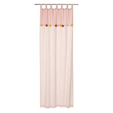 Maison de poupées, accessoires et meubles miniatures à l'échelle 1/12. Rideau A Passants En Coton Rose A Pompons A L Unite 105x250 Tropicool Maisons Du Monde
