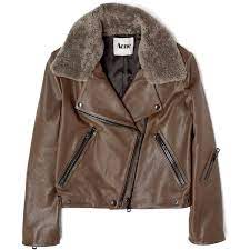 Brown Acne Brown Rita Leather Jacket 1 200 Found On Polyvore Leather Jacket Fur Collar Leather Jacket Jackets
