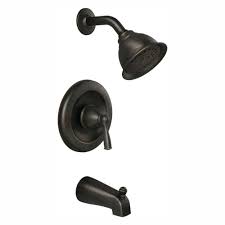 Moen Banbury Single Handle 1 Spray 1 75 Gpm Tub And Shower Faucet With Valve In Mediterranean Bronze Valve Included 82910brb The Home Depot Tub And Shower Faucets Shower Faucet Shower Tub
