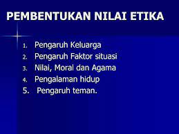 Nov 12, 2013 · faktor pembentukan etika individu yang terlibat antaranya kekeluargaan, pengaruh rakan dan nilai moral berdasarkan pengalaman hidup. Bab 4 Etika Bisnis 1 Etika Dalam Organisasi Ppt Download