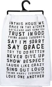 Black And White Dish Towels A Black And White Cotton Dish Towel Lending A Distressed In This House We Dance In The Kitchen In 2020 Dancing In The Kitchen Think Happy Thoughts In This House We
